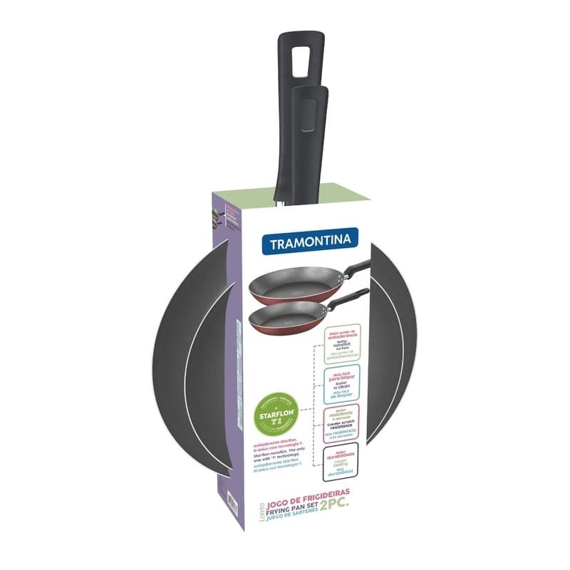 Frying Pan Tramontina 2 Pcs Frying Pans Set Loreto Red